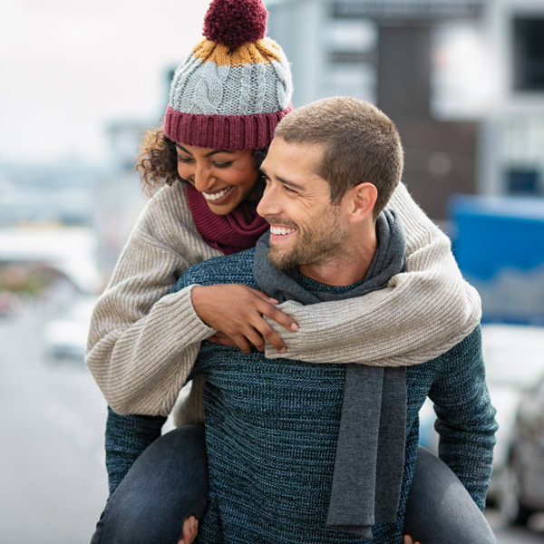 young couple smiling